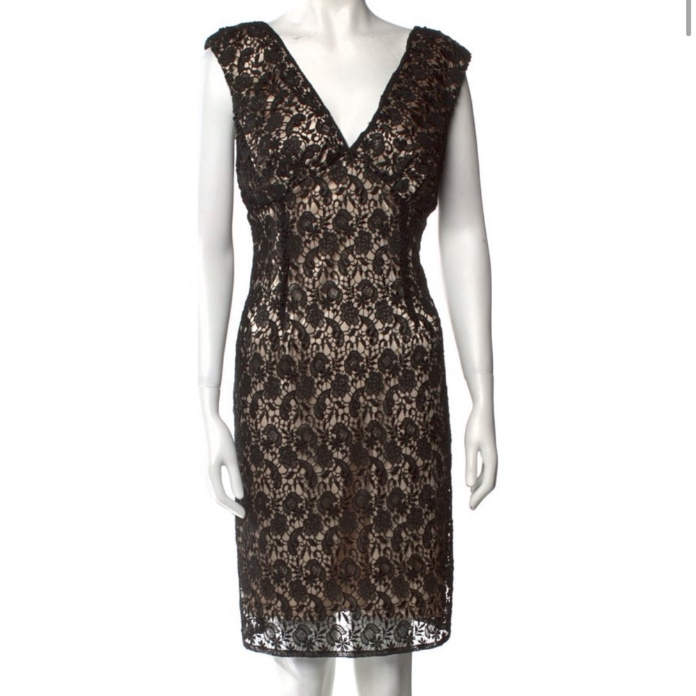 Marina - Black Lace Beaded Cocktail Bodycon Sleeveless V-Neck Stretch Dress  459